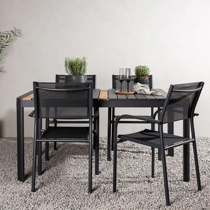 Matgrupp Utomhus Venture Home Togo med 4 Santorini Trädgårdsstolar