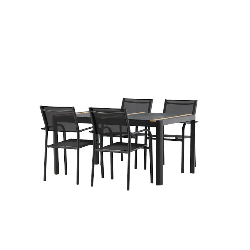 Matgrupp Utomhus Venture Home Togo med 4 Santorini Trädgårdsstolar