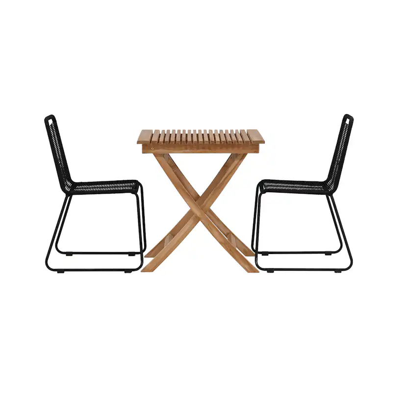 Matgrupp Utomhus Venture Home Ghana Teak 70x70 cm med 2 Lindos StapelTrädgårdsstolar