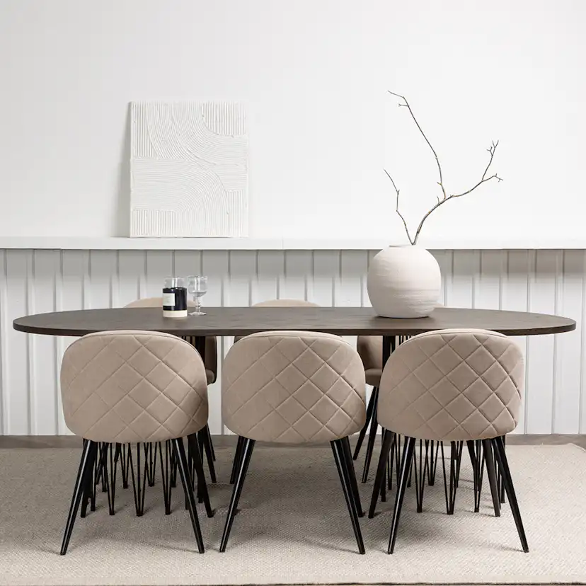 Matbord furniture/fashion Stone med 6 Velvet Stitches Stolar