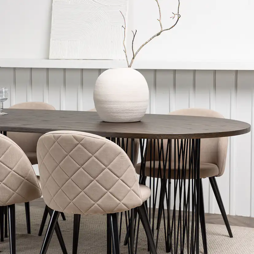 Matbord furniture/fashion Stone med 6 Velvet Stitches Stolar