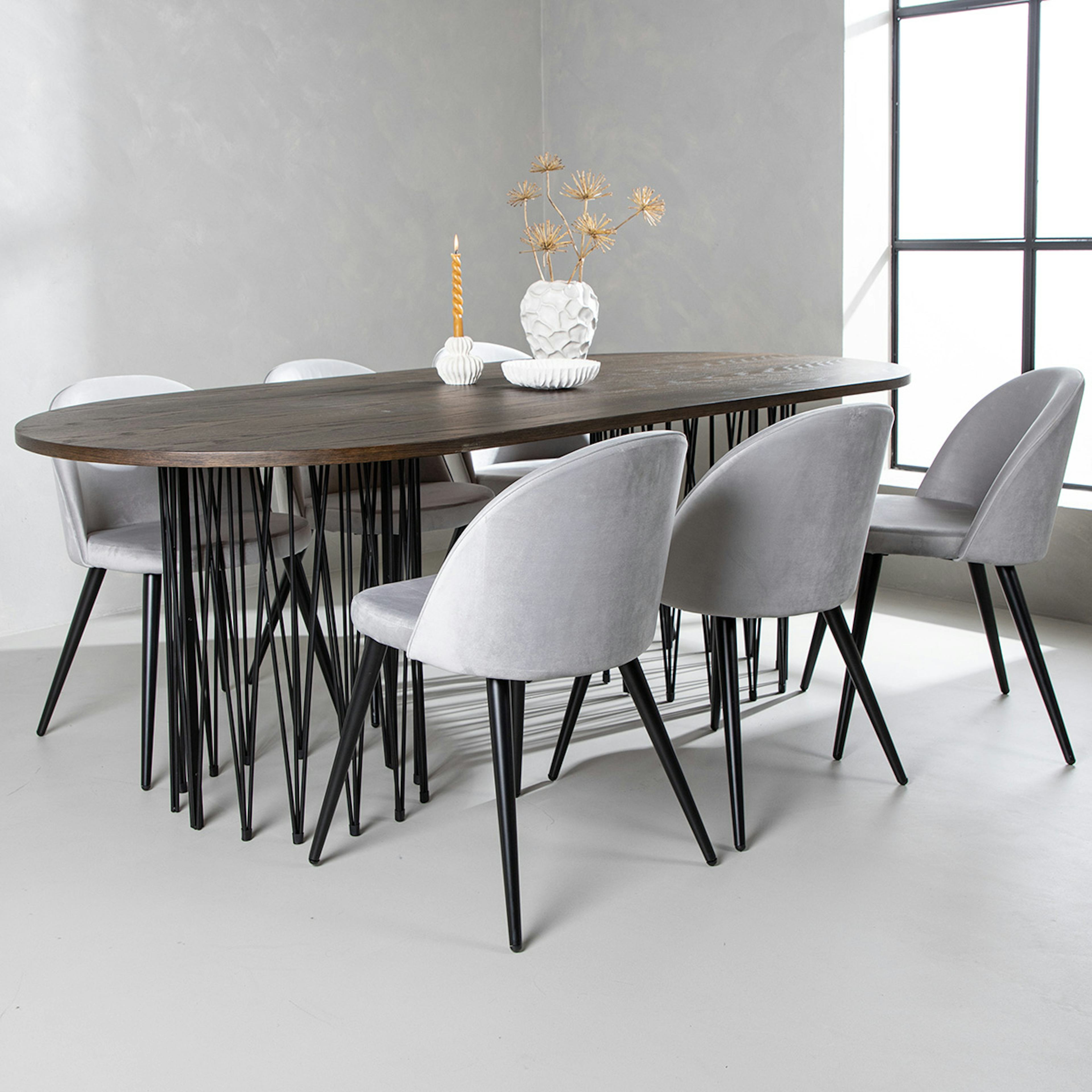 Matgrupp furniture/fashion Stone med 6 Velvet Stolar
