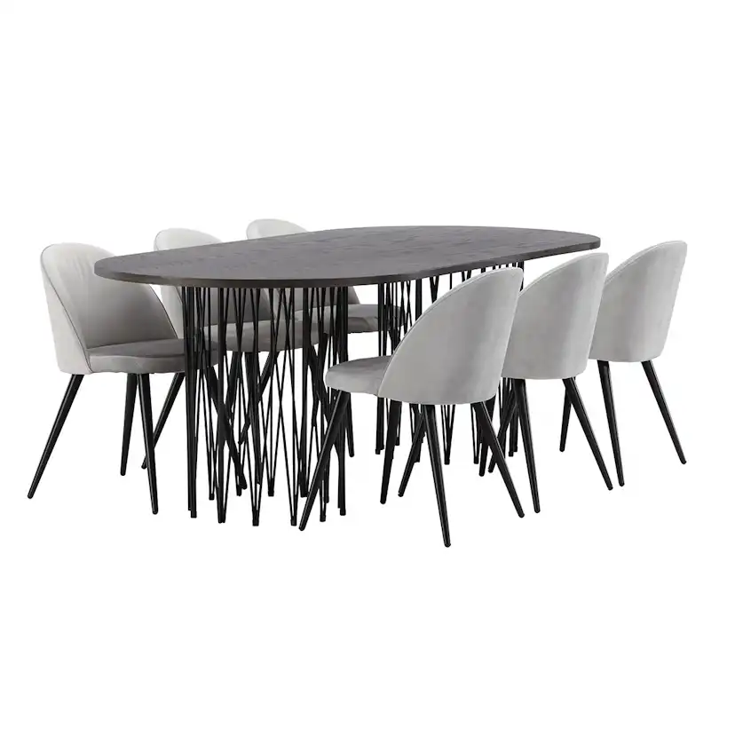 Matgrupp furniture/fashion Stone med 6 Velvet Stolar