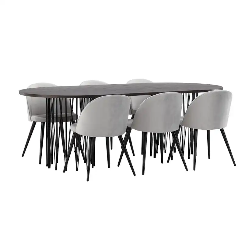 Matgrupp furniture/fashion Stone med 6 Velvet Stolar