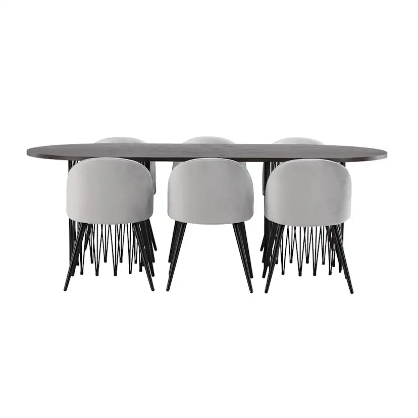 Matgrupp furniture/fashion Stone med 6 Velvet Stolar