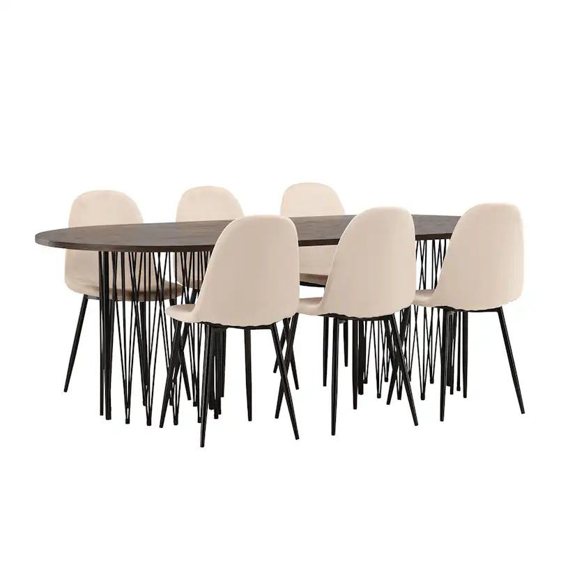 Matgrupp Venture Home Stone med 6 Polar Stolar Sammet