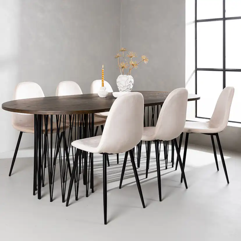 Matgrupp Venture Home Stone med 6 Polar Stolar Sammet