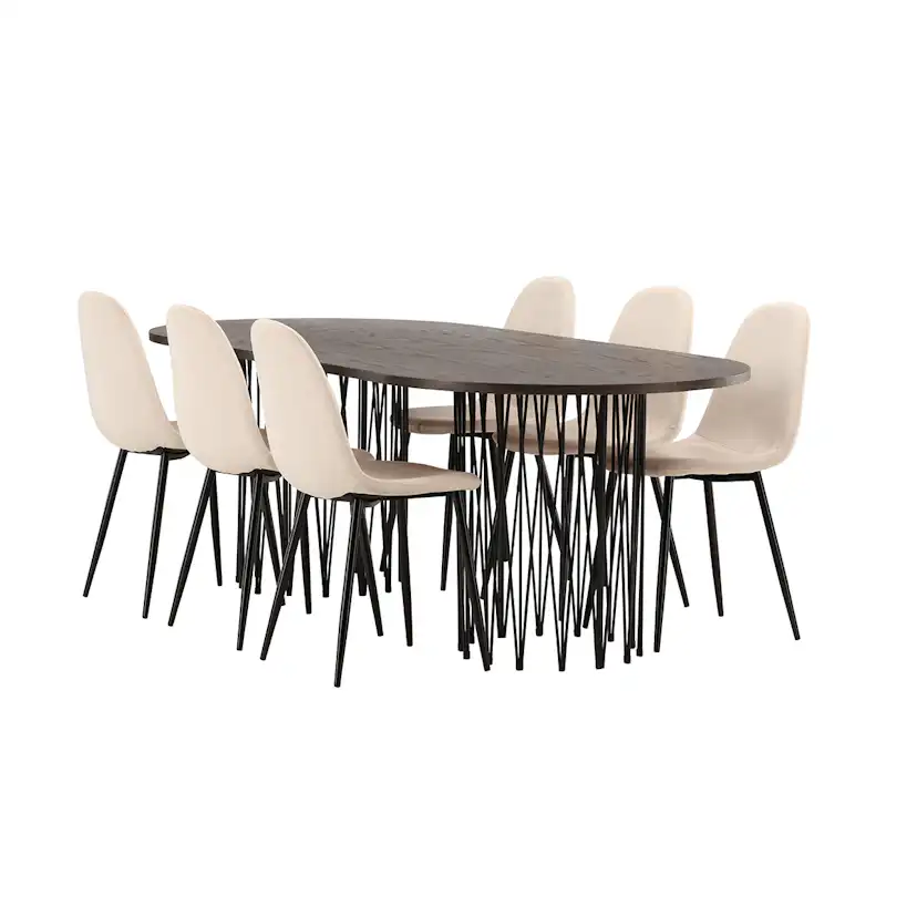 Matgrupp Venture Home Stone med 6 Polar Stolar Sammet