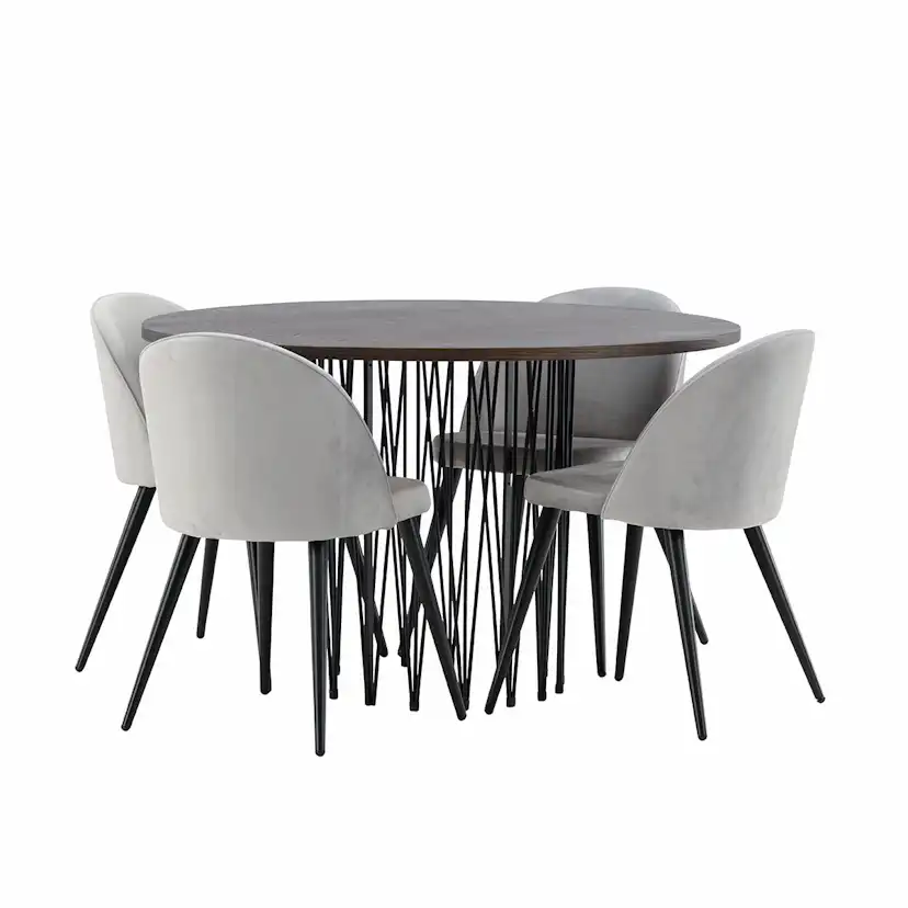 Matgrupp furniture/fashion Stone med 4 Velvet Stolar