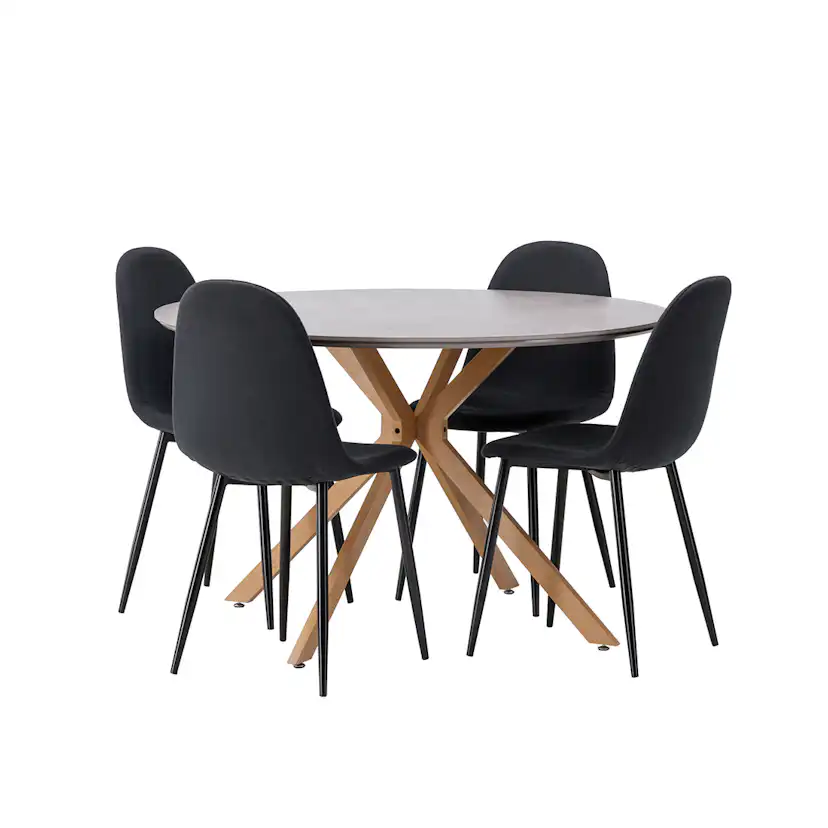 Matgrupp Venture Home Piazza Ø120 cm med 4st Polar Matstolar