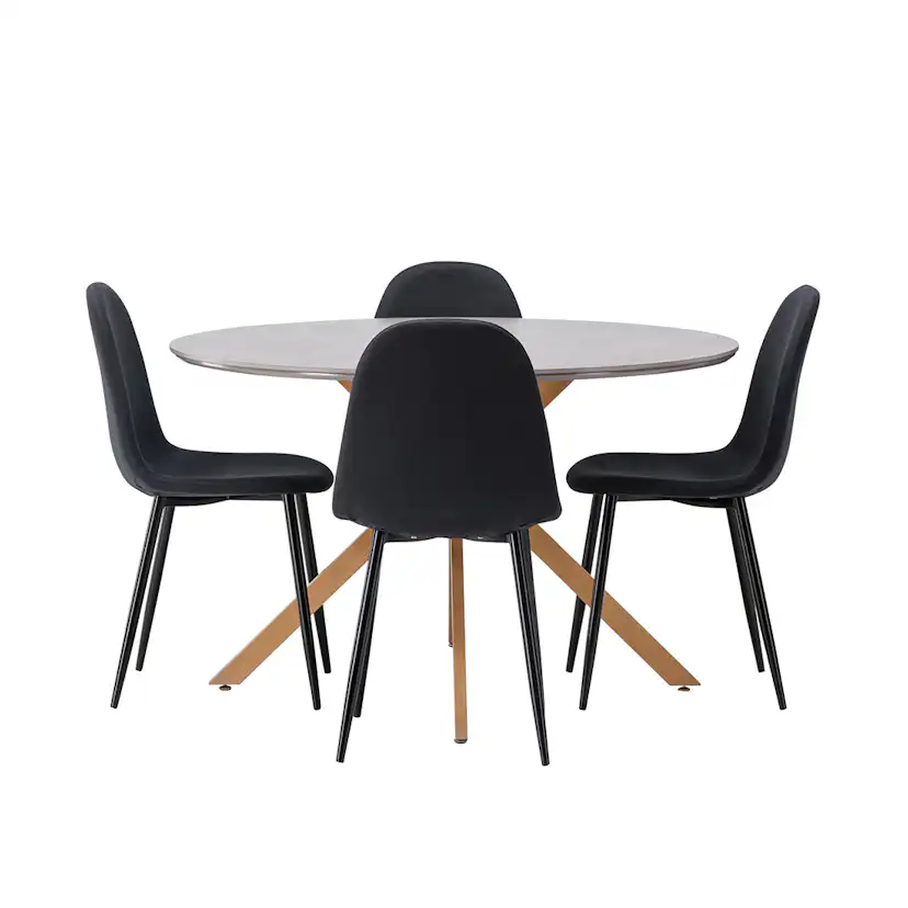 Matgrupp Venture Home Piazza Ø120 cm med 4st Polar Matstolar