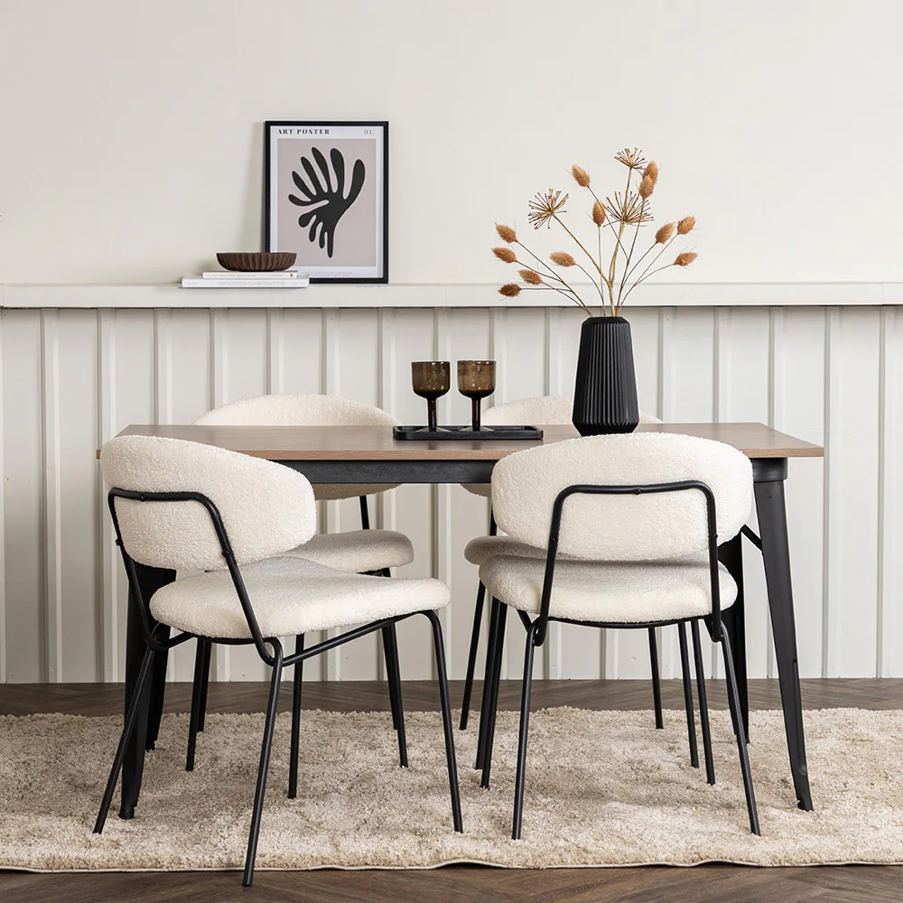 Matgrupp Venture Home Tempe Matbord 140 cm & 4 Chico Stolar i Boucle