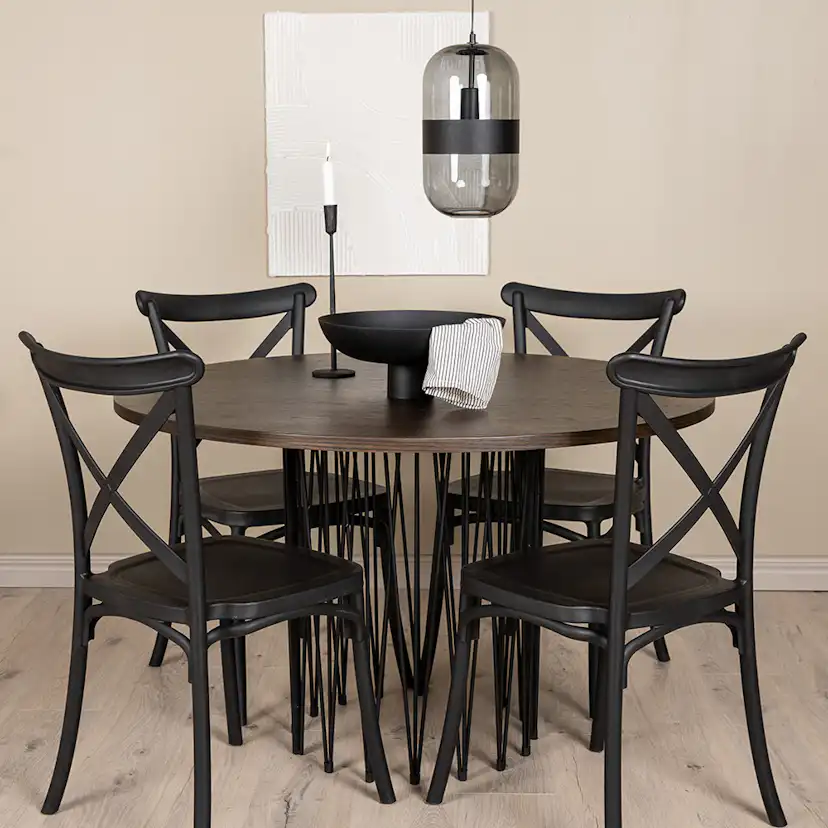 Matgrupp furniture/fashion Stone Rund med 4 Crosett Stolar