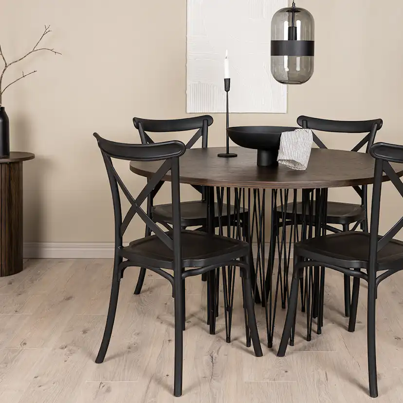 Matgrupp furniture/fashion Stone Rund med 4 Crosett Stolar