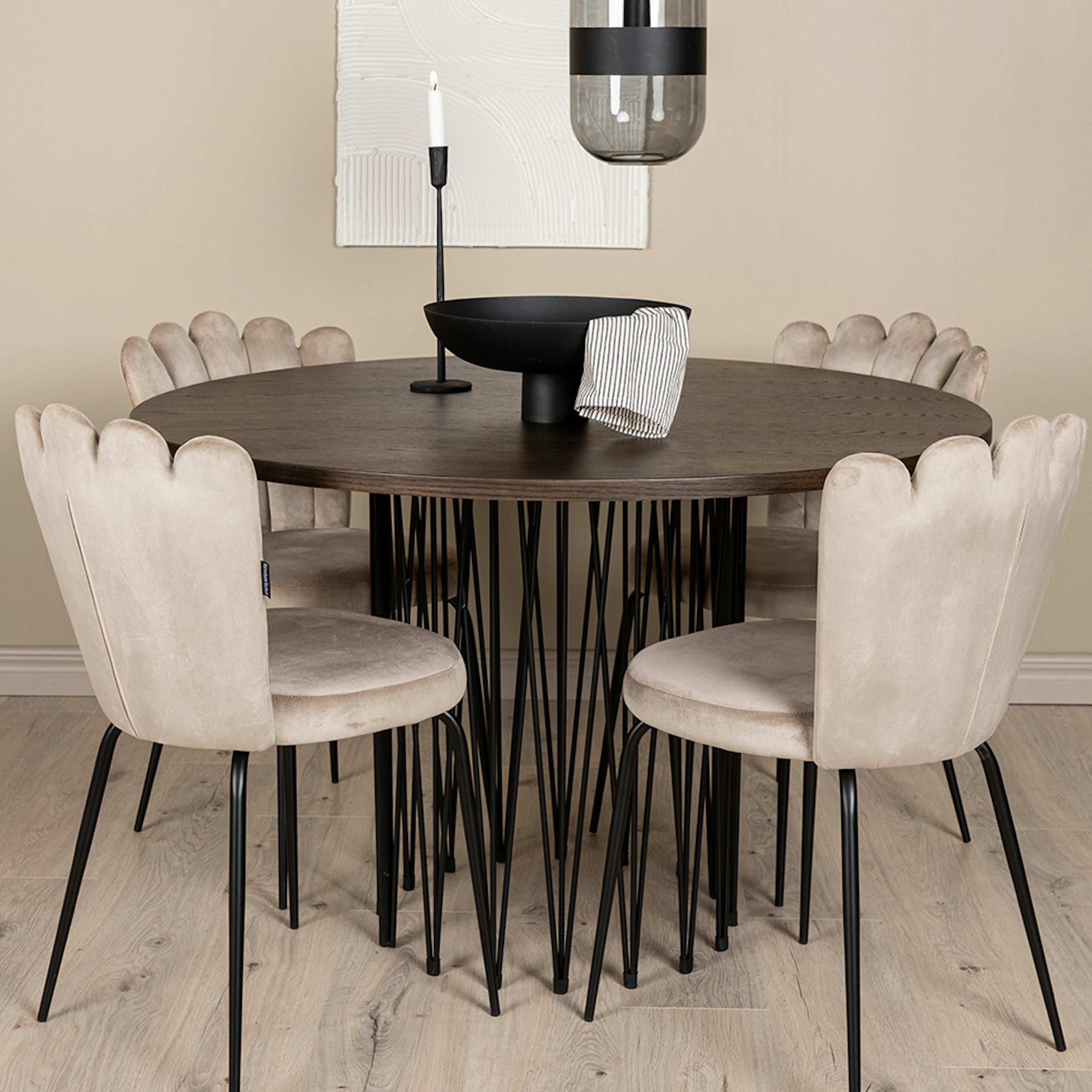 Matgrupp furniture/fashion Stone Ø120 cm med 4 Limhamn Light Stolar