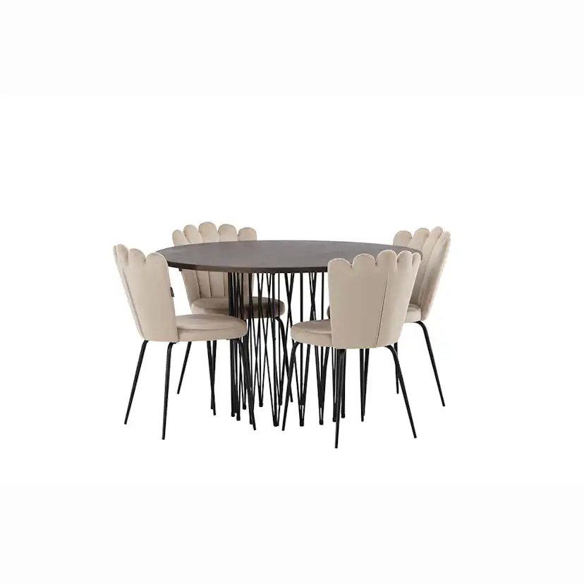 Matgrupp furniture/fashion Stone Ø120 cm med 4 Limhamn Light Stolar