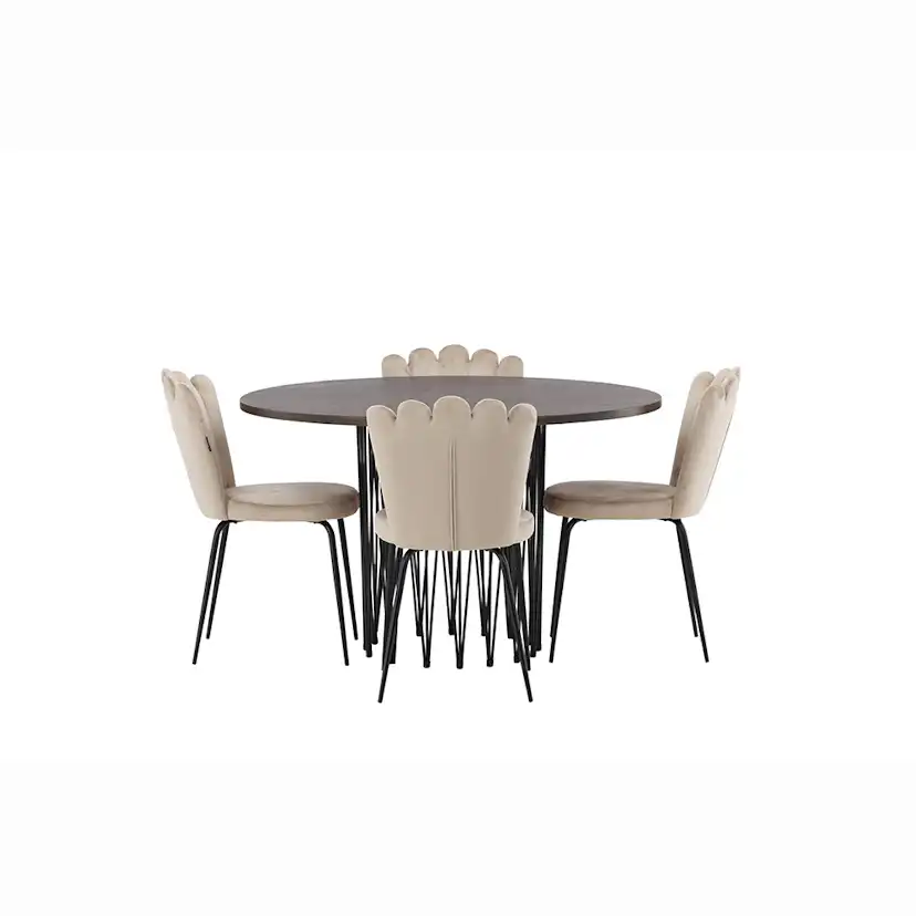 Matgrupp furniture/fashion Stone Ø120 cm med 4 Limhamn Light Stolar