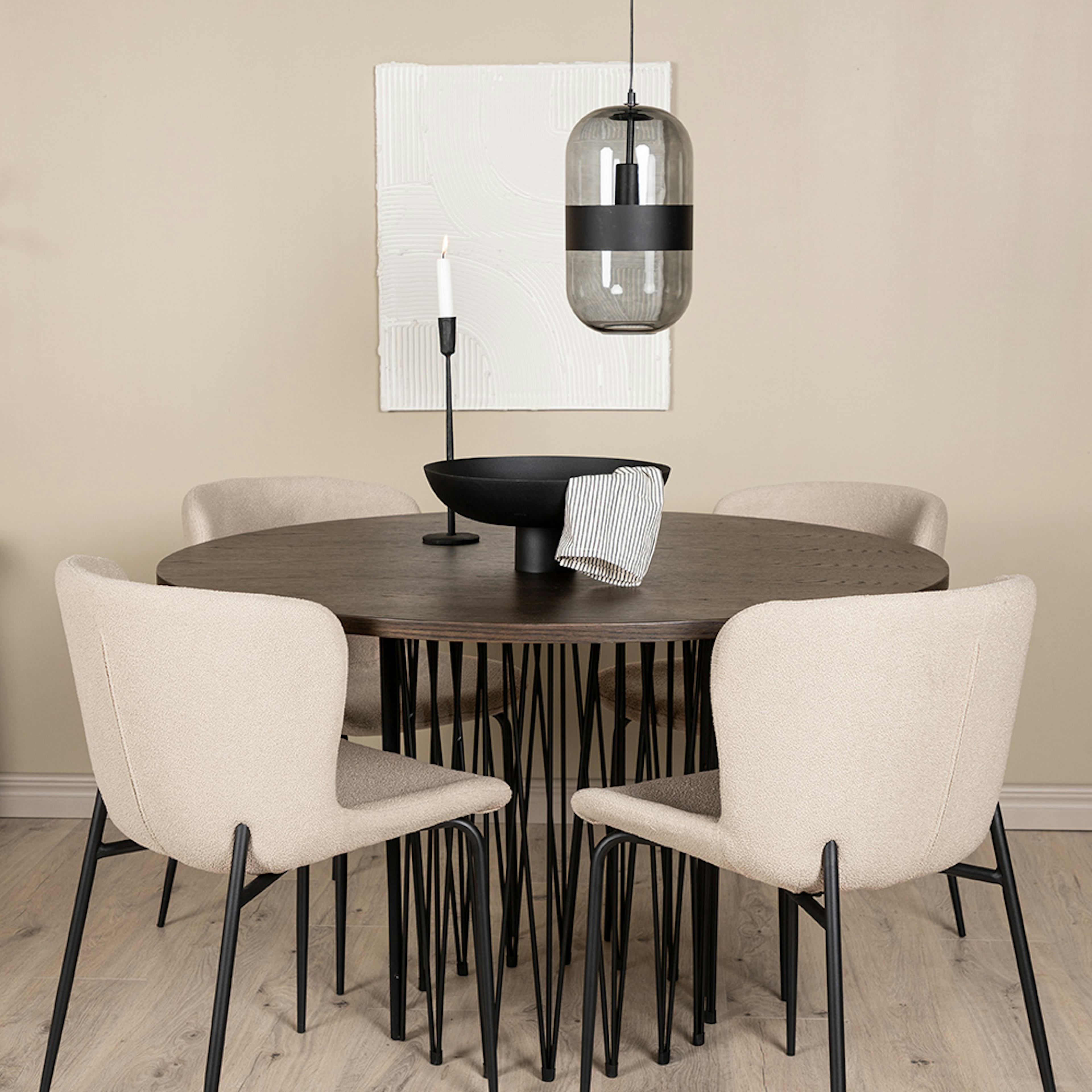 Matgrupp Venture Home Stone Rund med 4 Modesto Stolar