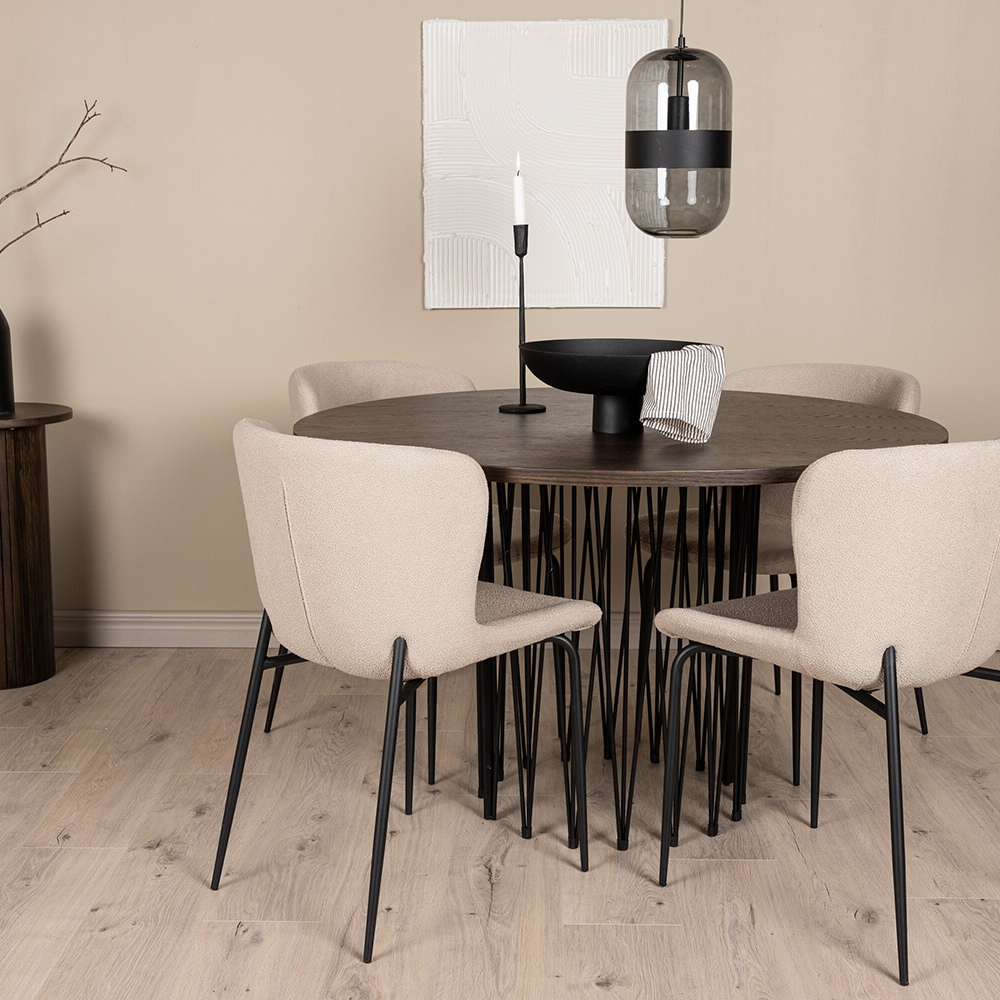 Matgrupp Venture Home Stone Rund med 4 Modesto Stolar