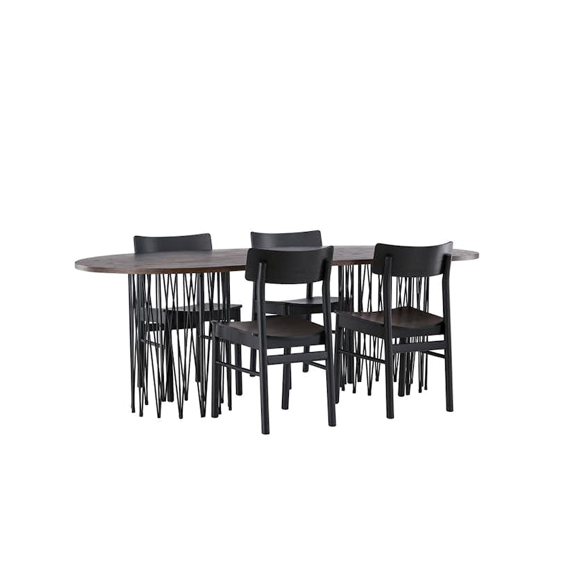Matgrupp Venture Home Stone oval med 4st Montros Matstolar