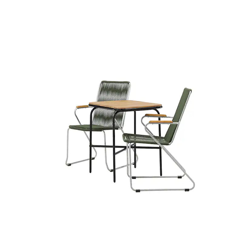 Cafégrupp Venture Home Holmbeck Bord med 2 Bois Trädgårdsstolar Utomhus