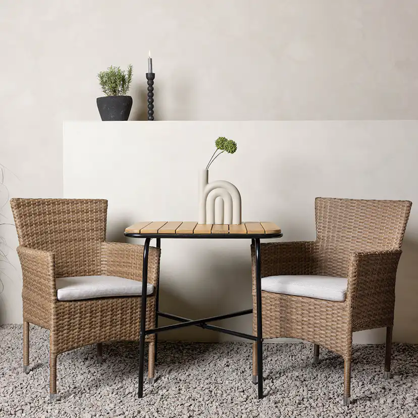 Cafégrupp Venture Home Holmbeck Bord med 2 Malina Trädgårdsstolar Utomhus