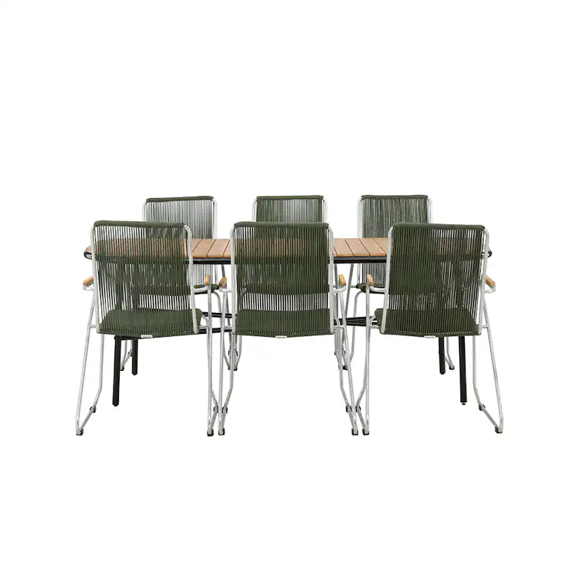 Matgrupp Utomhus Venture Home Holmbeck Bord med 6 Bois Trädgårdsstolar