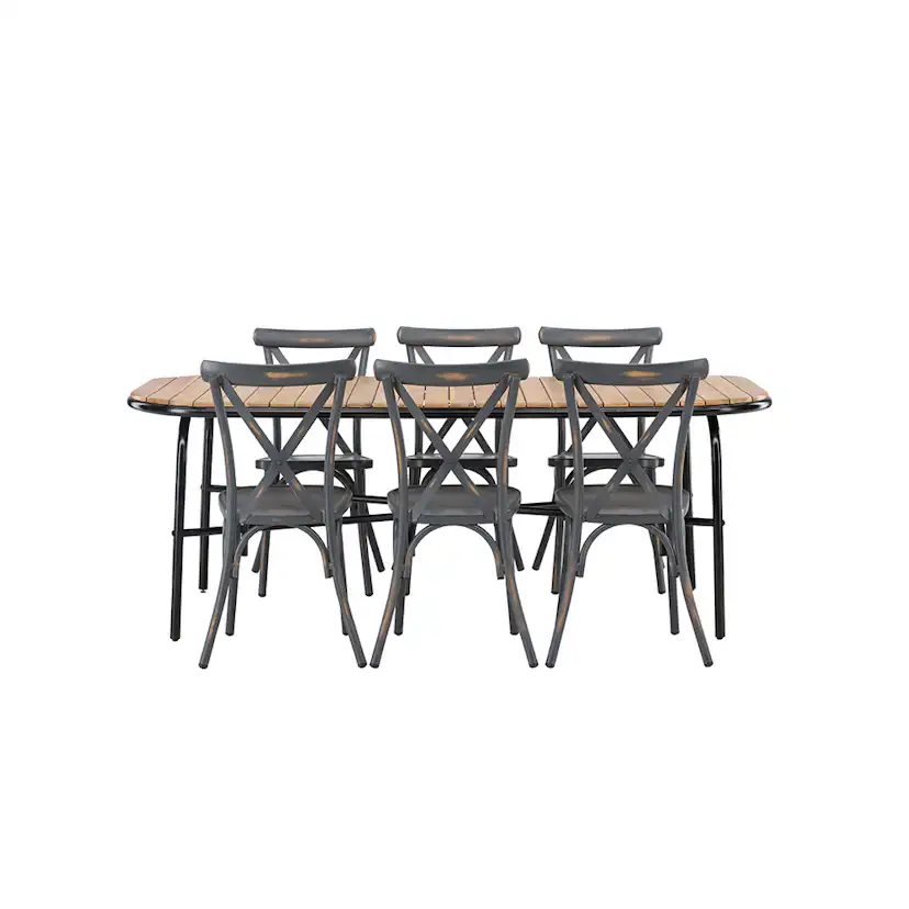 Matgrupp Utomhus Venture Home Holmbeck Bord med 6 Tablas Trädgårdsstolar