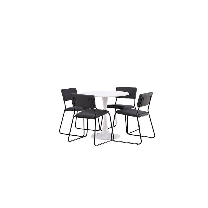 Matgrupp Venture Home Hamden Ø80 cm med 4 Kenth stolar