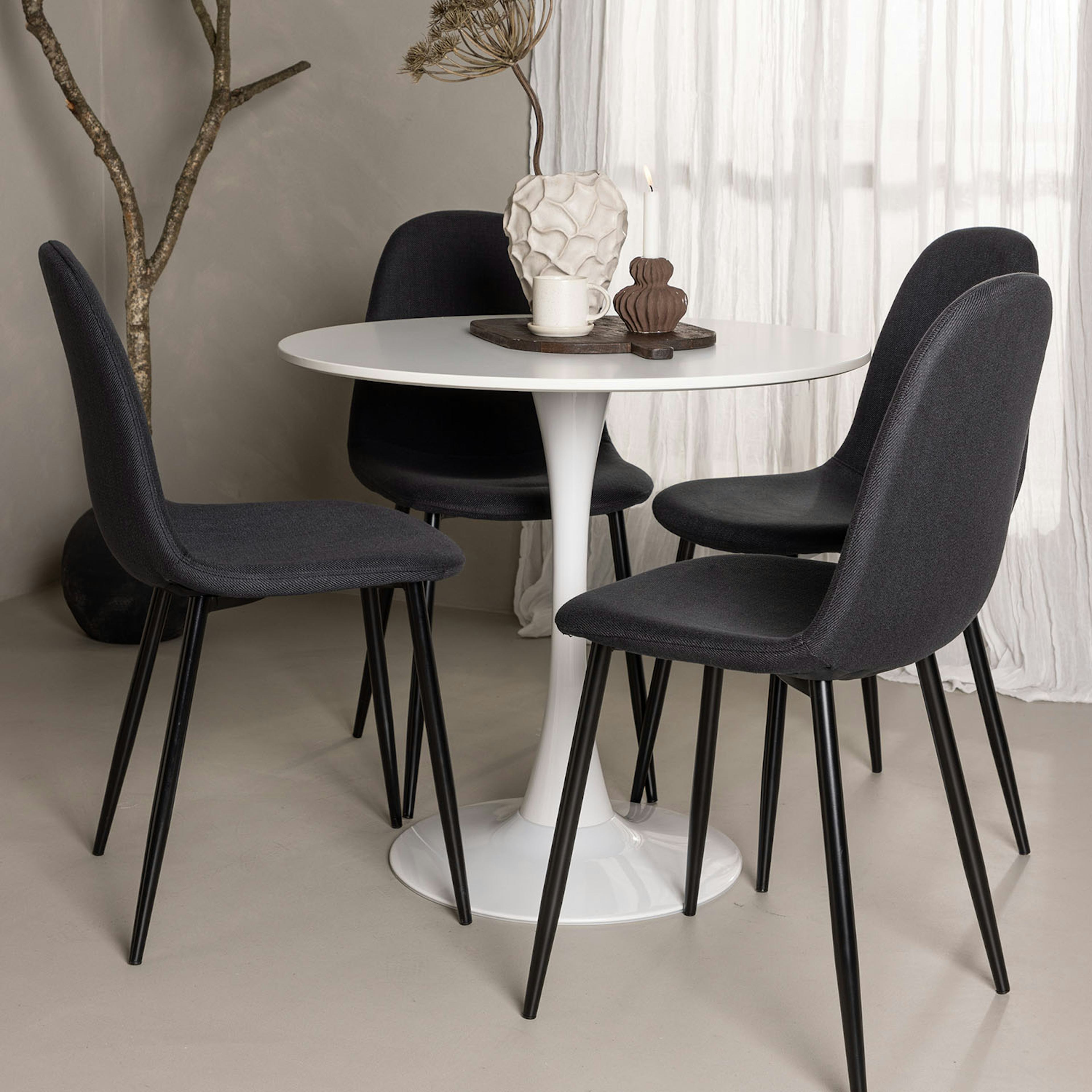 Matgrupp Venture Home Hamden Ø80 cm med 4 Polar stolar