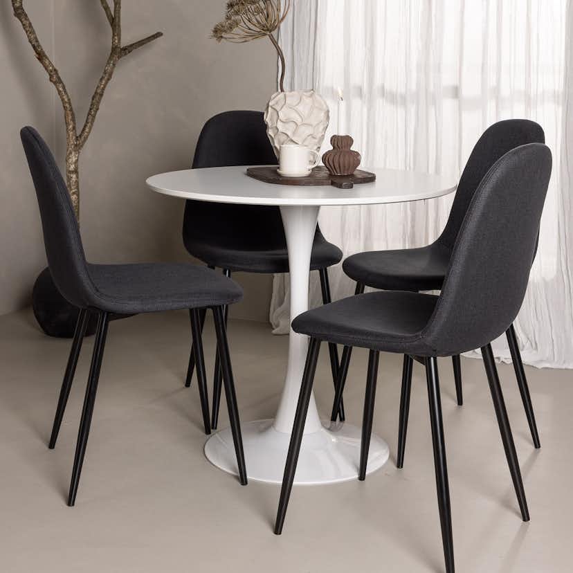 Matgrupp Venture Home Hamden Ø80 cm med 4 Polar stolar