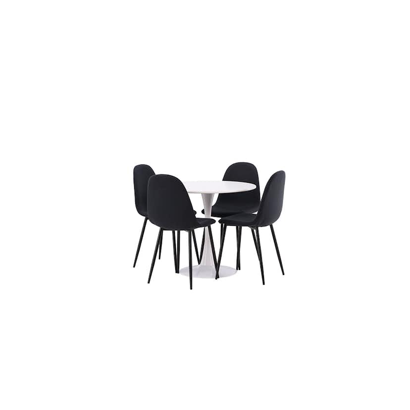 Matgrupp Venture Home Hamden Ø80 cm med 4 Polar stolar