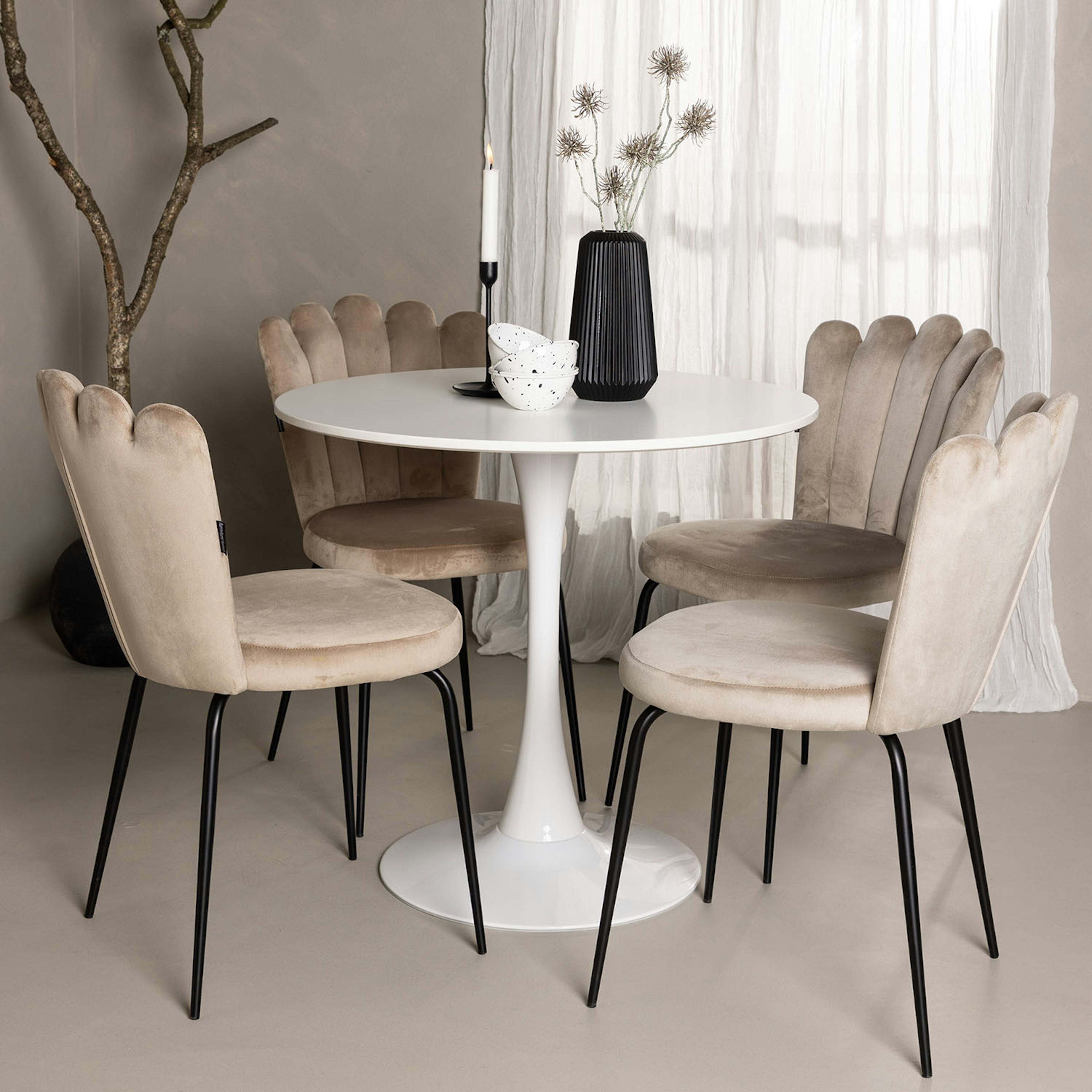 Matgrupp Venture Home Hamden Ø80 cm med 4 Limhamn Light stolar