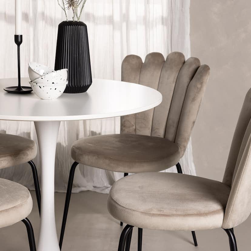 Matgrupp Venture Home Hamden Ø80 cm med 4 Limhamn Light stolar