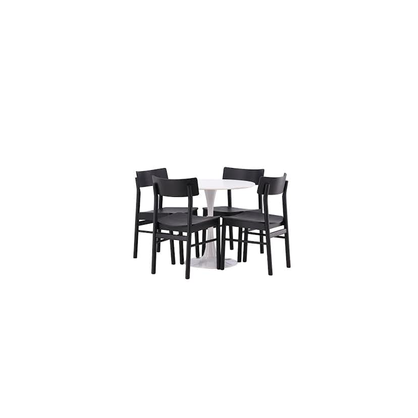 Matgrupp Venture Home Hamden Ø80 cm med 4 Montros stolar