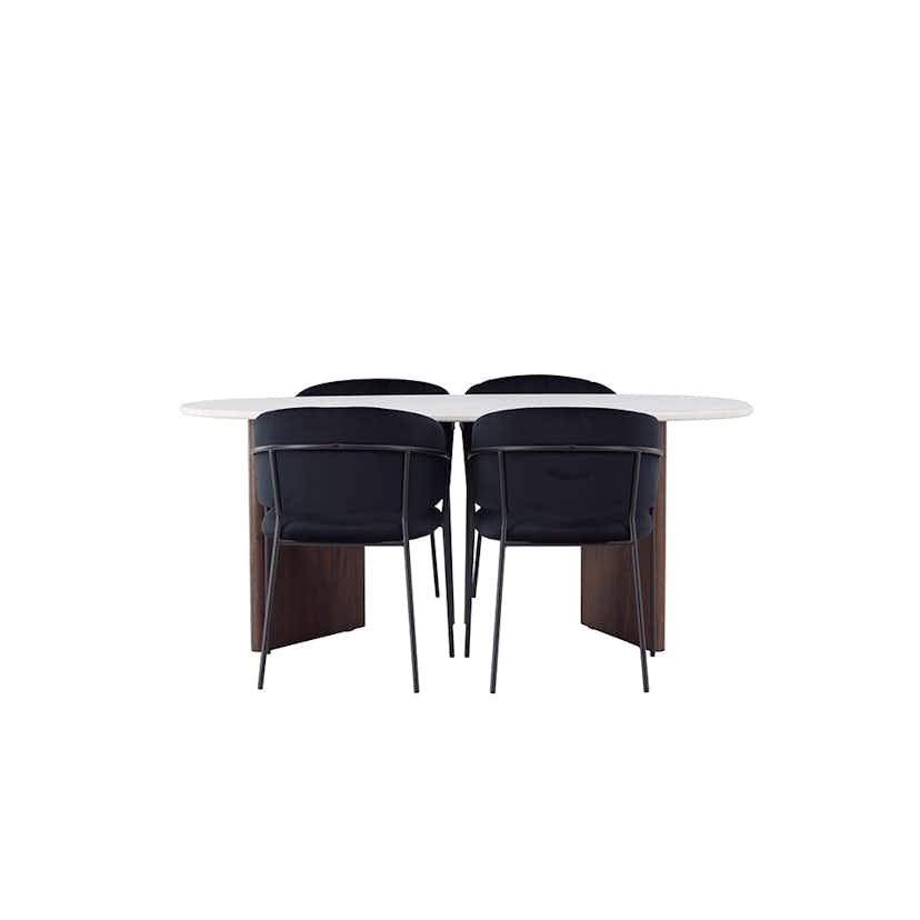 Matgrupp Venture Home Grönvik med 4 Selma Stolar