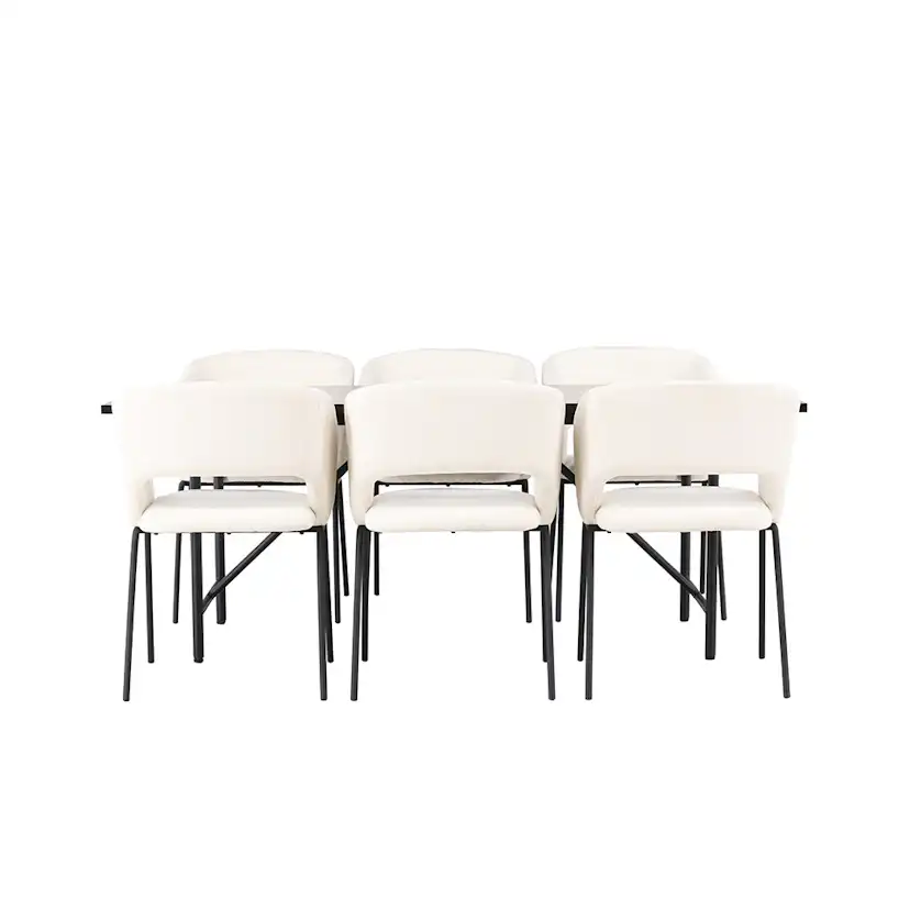 Matgrupp Venture Home Astrid Fyrkantigt Matbord 200cm & 6 Day Stolar i Linne