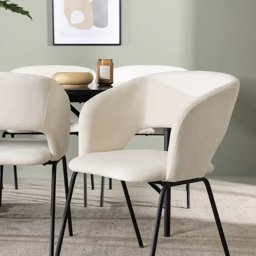 Matgrupp Venture Home Astrid Fyrkantigt Matbord 200cm & 6 Day Stolar i Linne