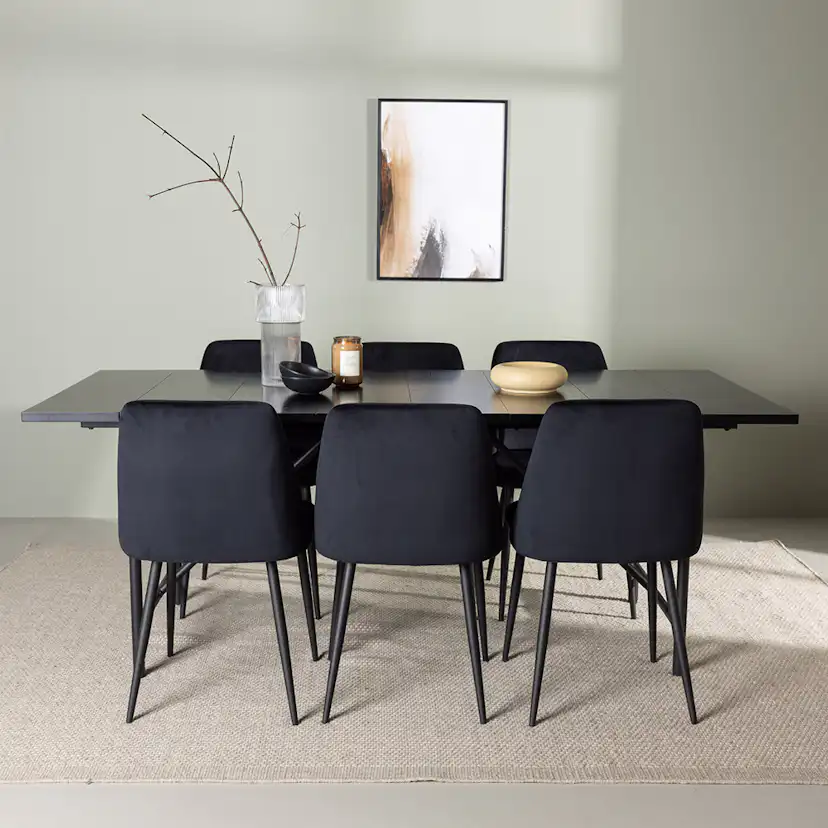 Matgrupp Venture Home Astrid med 6 Night Sammet Stolar