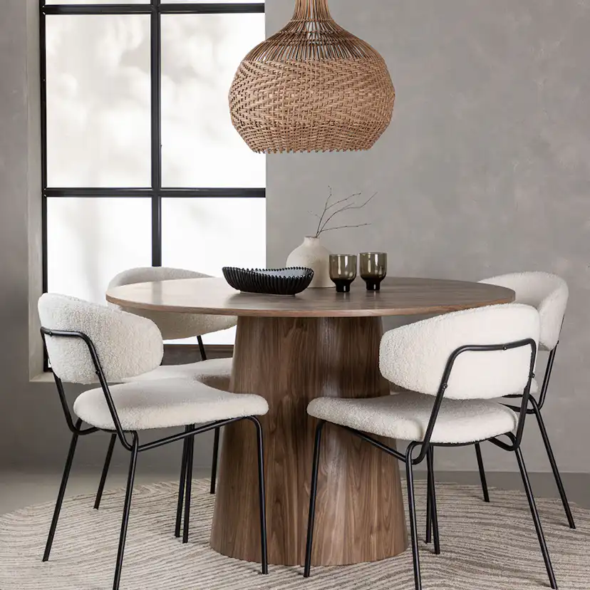 Matgrupp Venture Home Lanzo Runt Matbord Ø120 cm & 4 Chico Stolar i Boucle