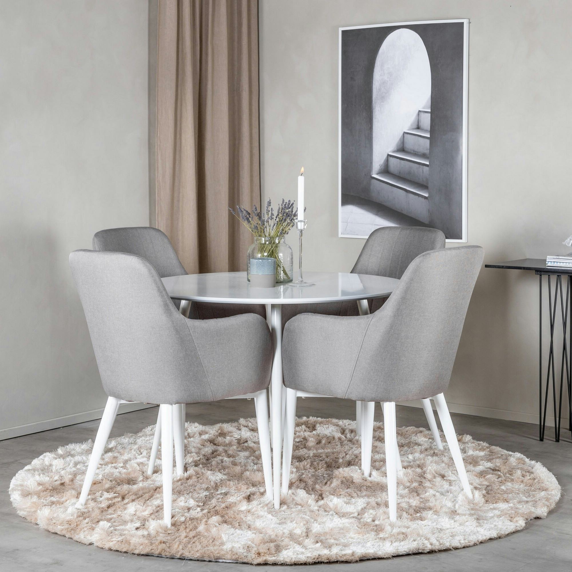 Matgrupp Venture Home Plaza Runt Matbord Ø100 cm & 4 Comfort Stolar