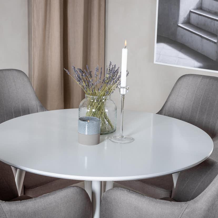 Matgrupp Venture Home Plaza Runt Matbord Ø100 cm & 4 Comfort Stolar