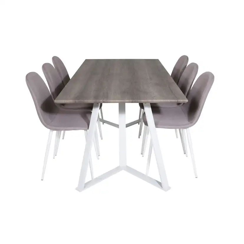 Matgrupp Venture Home Marina Matbord Grå 180 cm & 6st Polar Stolar
