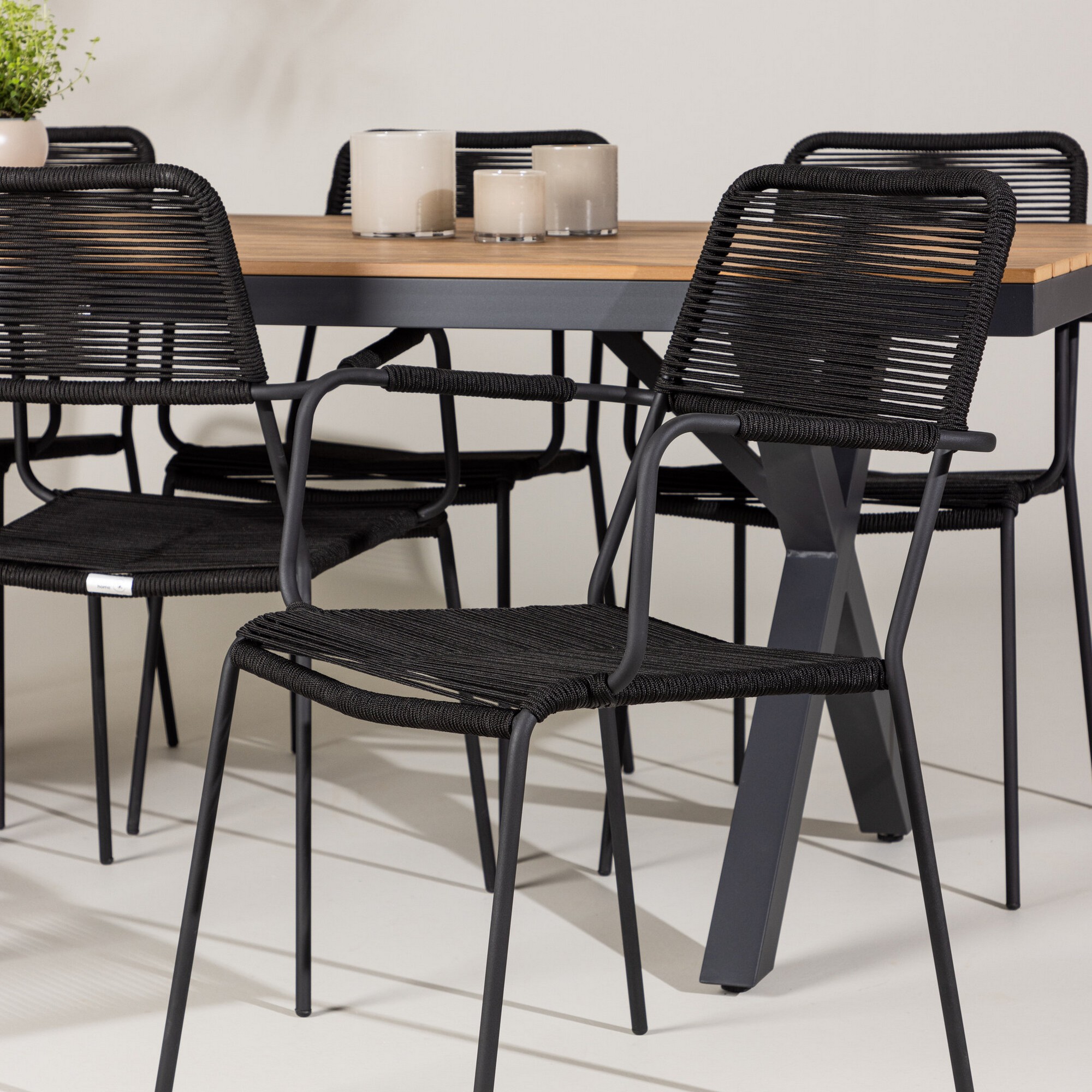 Trädgårdsgrupp Venture Home Garcia med 6 Lindos Trädgårdsstolar