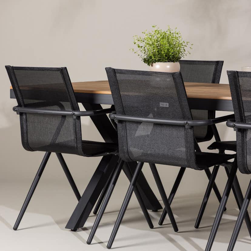 Trädgårdsgrupp Venture Home Garcia med 6 Alina Stolar