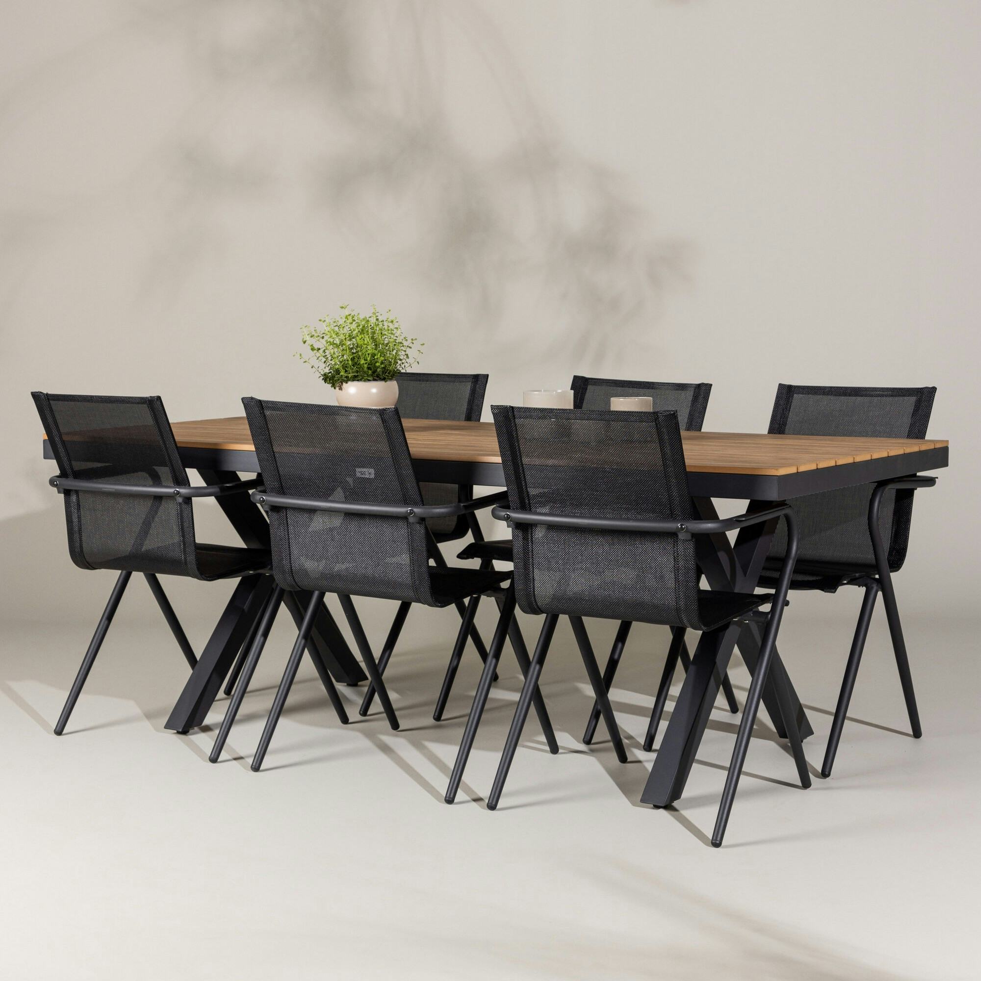 Trädgårdsgrupp Venture Home Garcia med 6 Alina Stolar