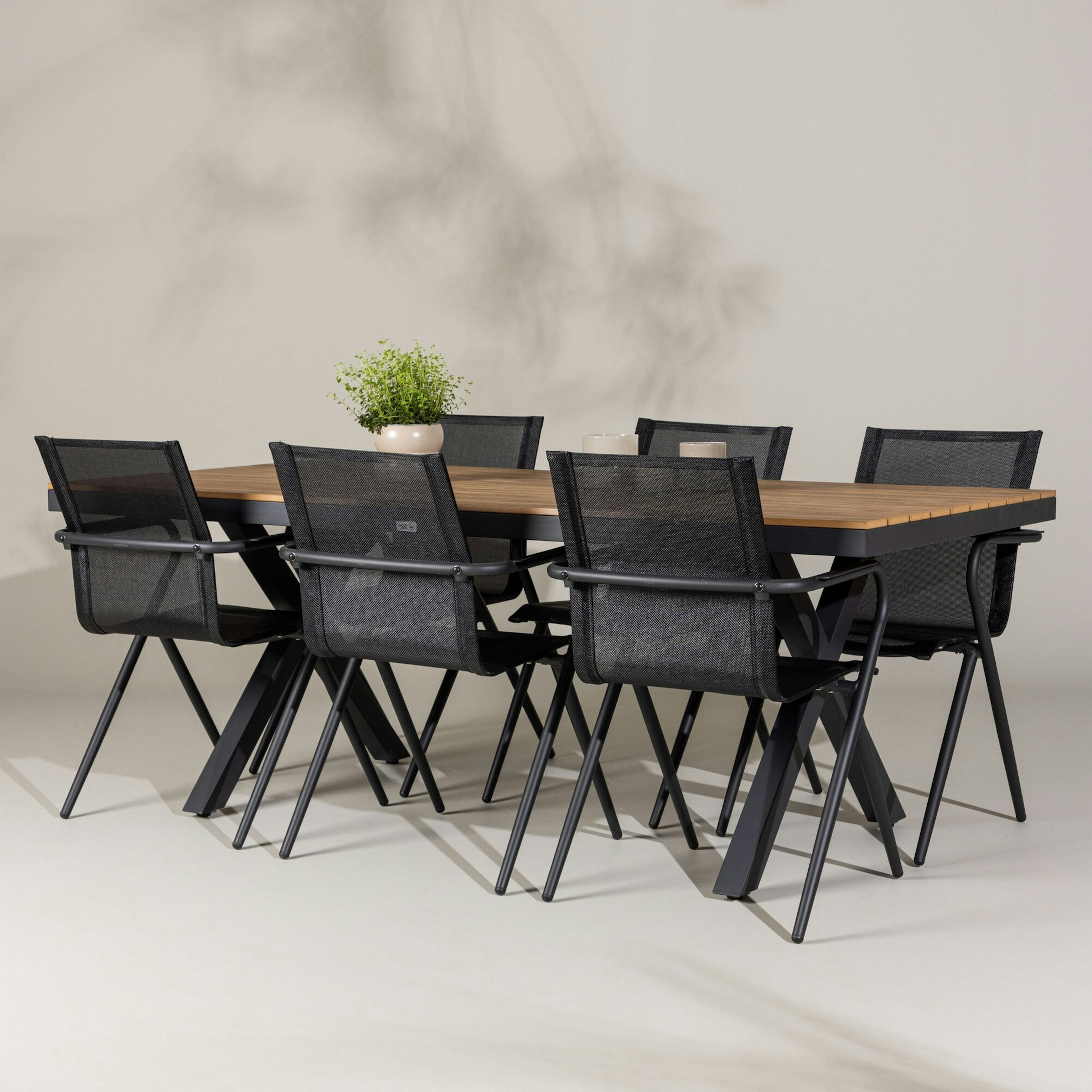 Trädgårdsgrupp Venture Home Garcia med 6 Alina Stolar