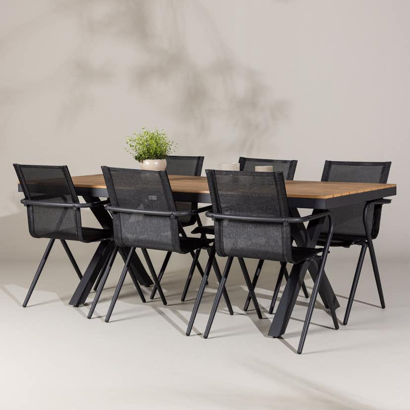 Trädgårdsgrupp Venture Home Garcia med 6 Alina Stolar