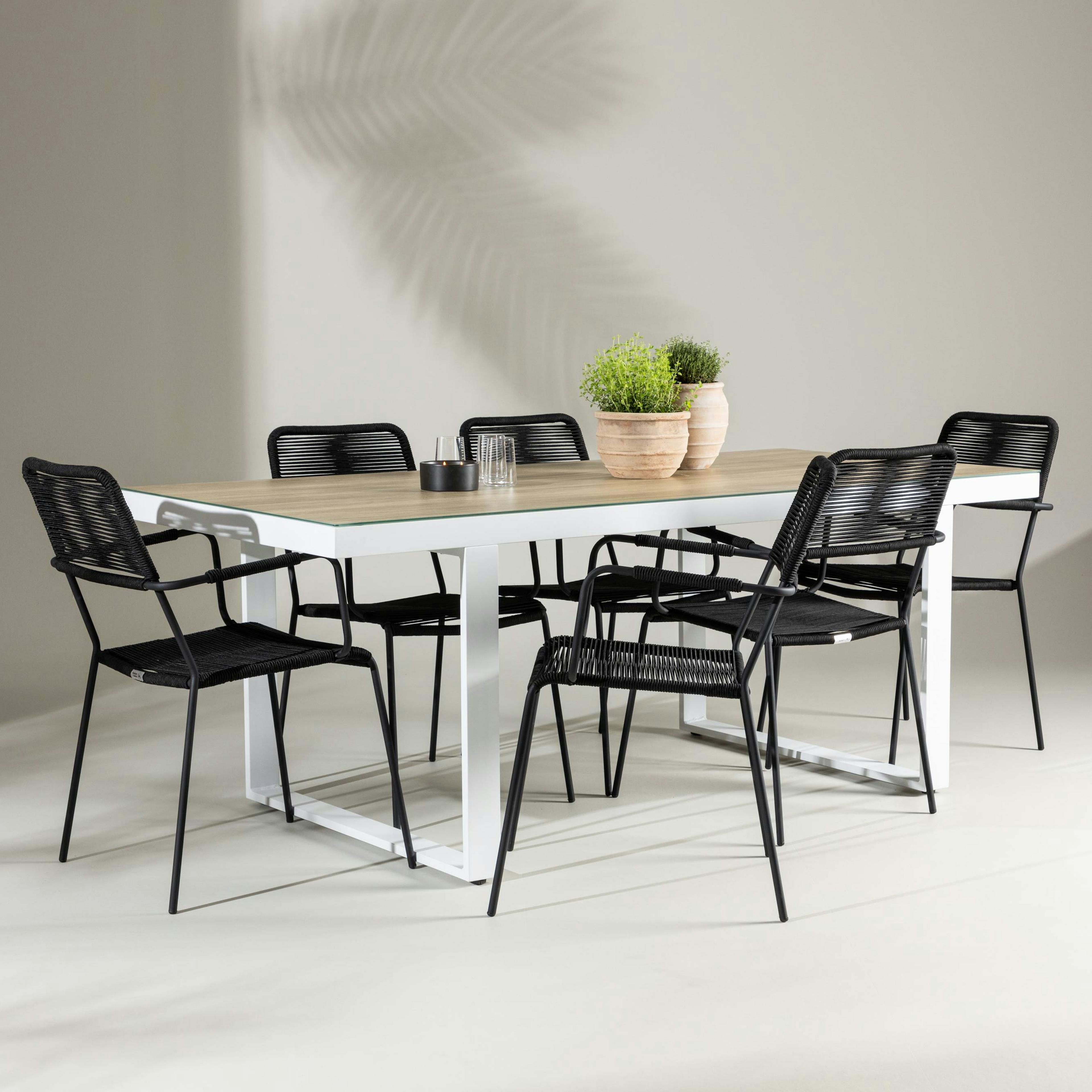 Trädgårdsgrupp Venture Home Merlo med 6 Lindos Karmstolar