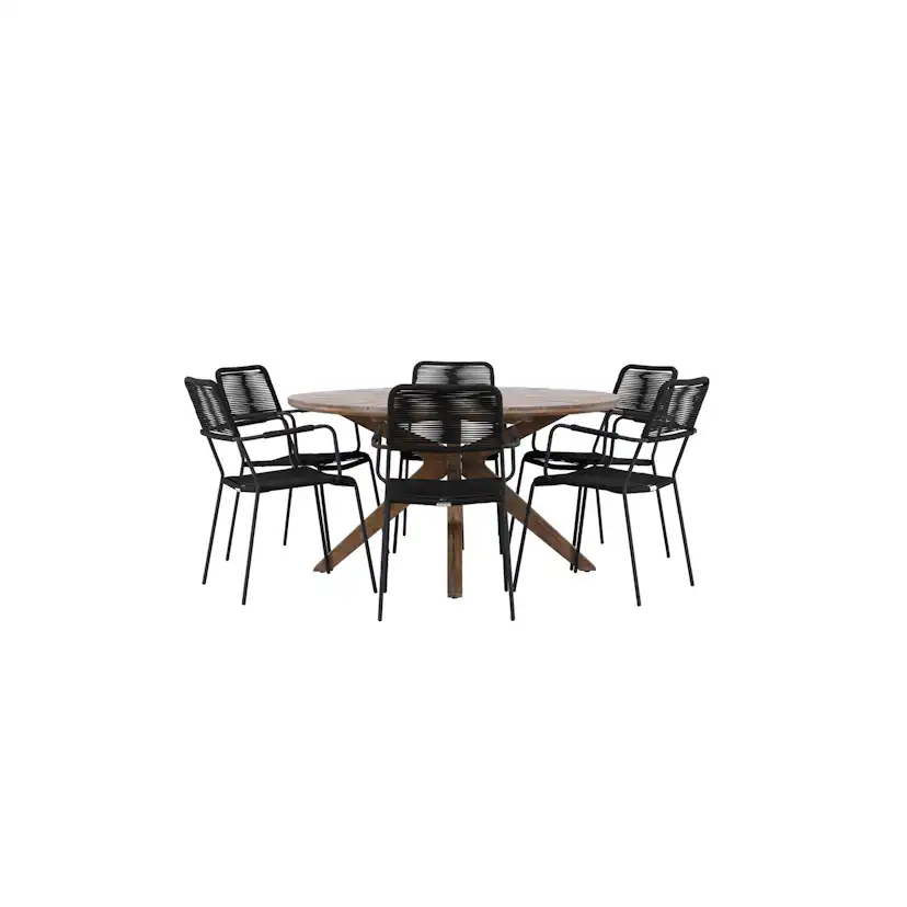 Trädgårdsgrupp Venture Home Rosario med 6 Lindos Karmstolar